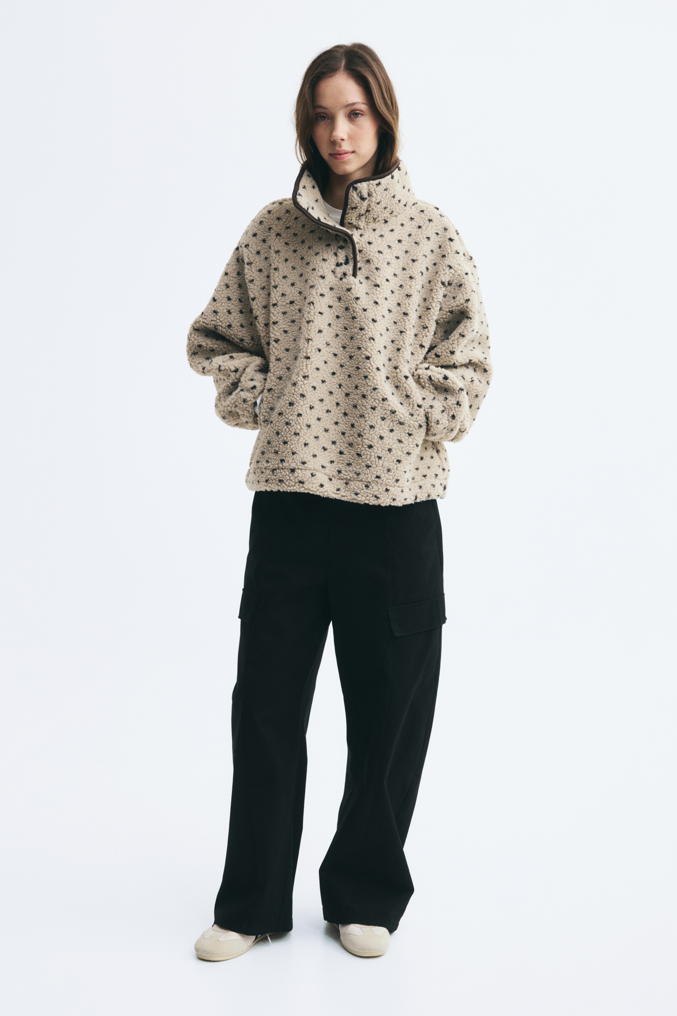Teddy sweatshirt - Light mole/Hearts/Ivory/Patterned