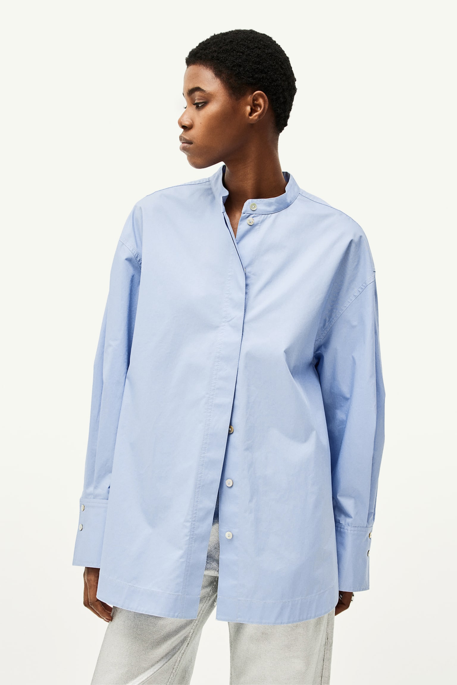 Oversized Grandad Shirt - Light blue - 7