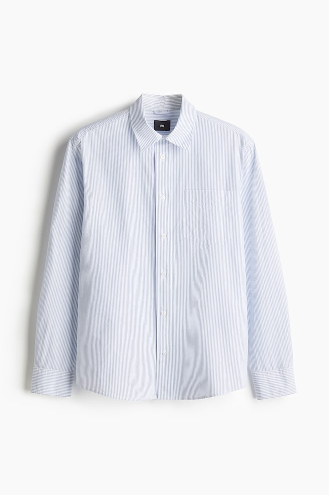 Popelinehemd in Regular Fit - Hellblau/Gestreift - 1