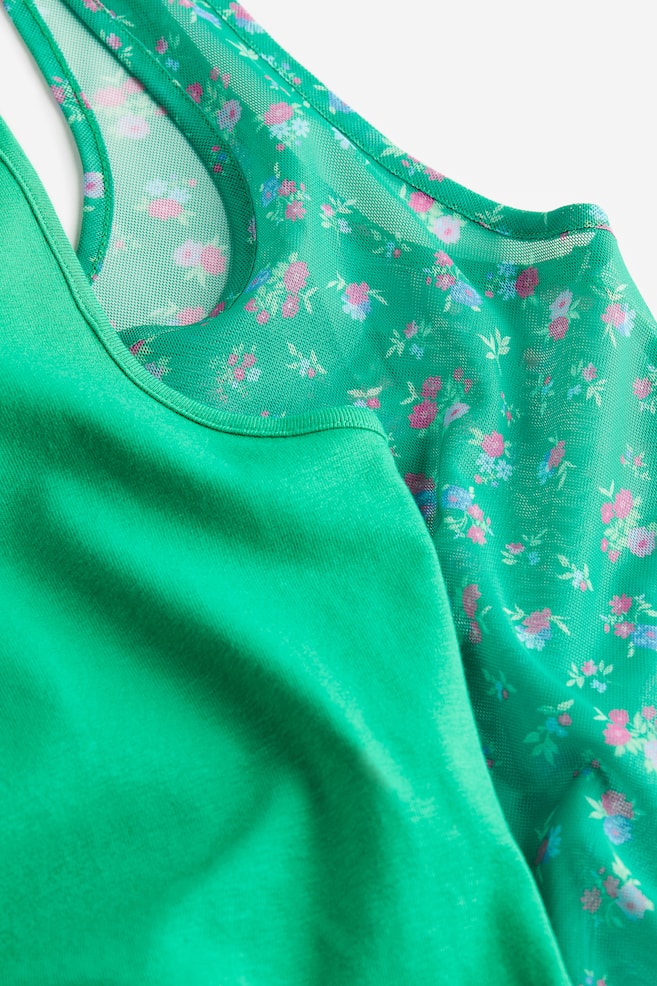 Lot de 2 débardeurs de pyjama bordés de dentelle - Vert/fleuri - 2