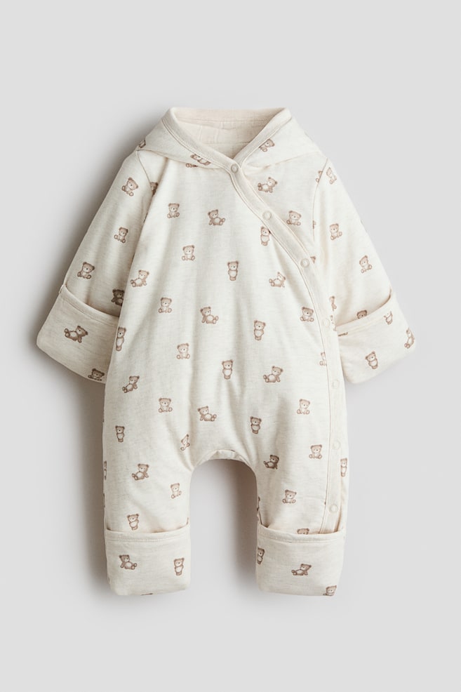 Padded Bunting Suit - Light beige/teddy bears - 1