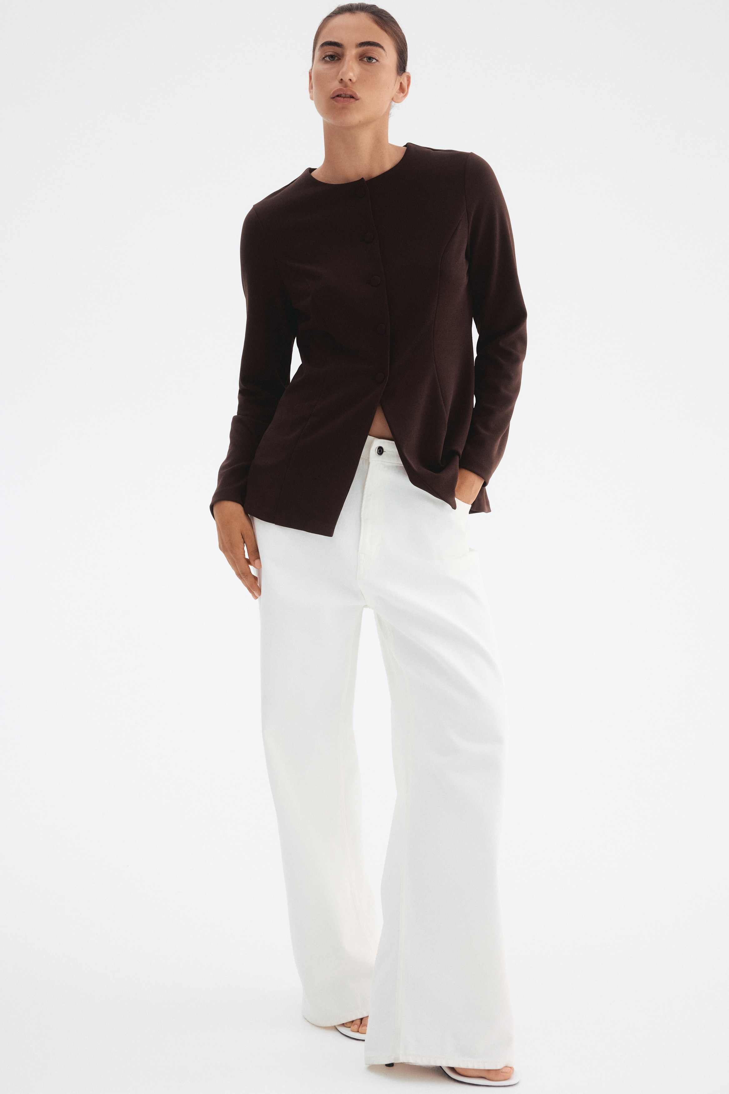 Femme - Blazer en interlock Marron foncé - Size: S  - H&M