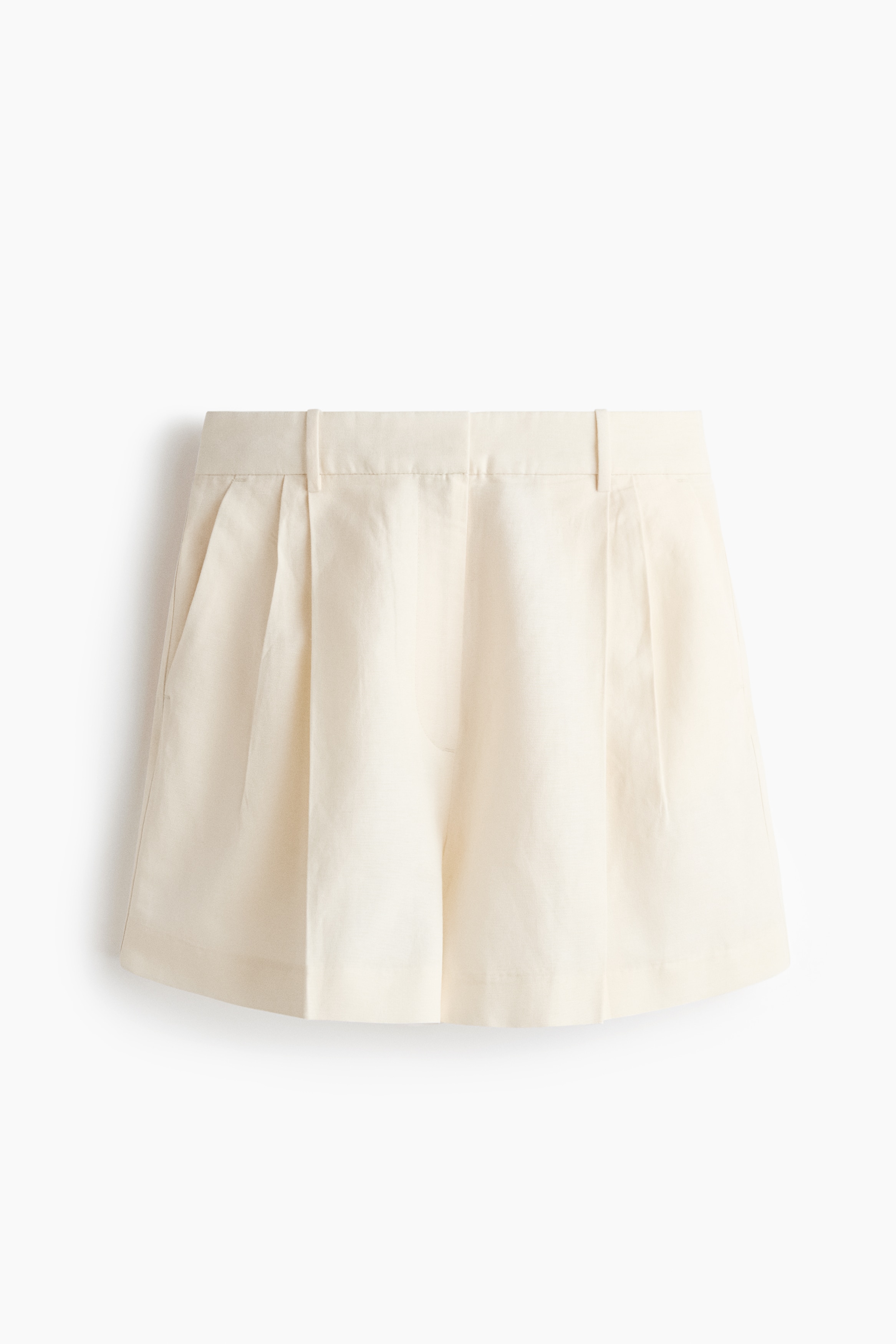 Tailored linen-blend shorts-Ivory