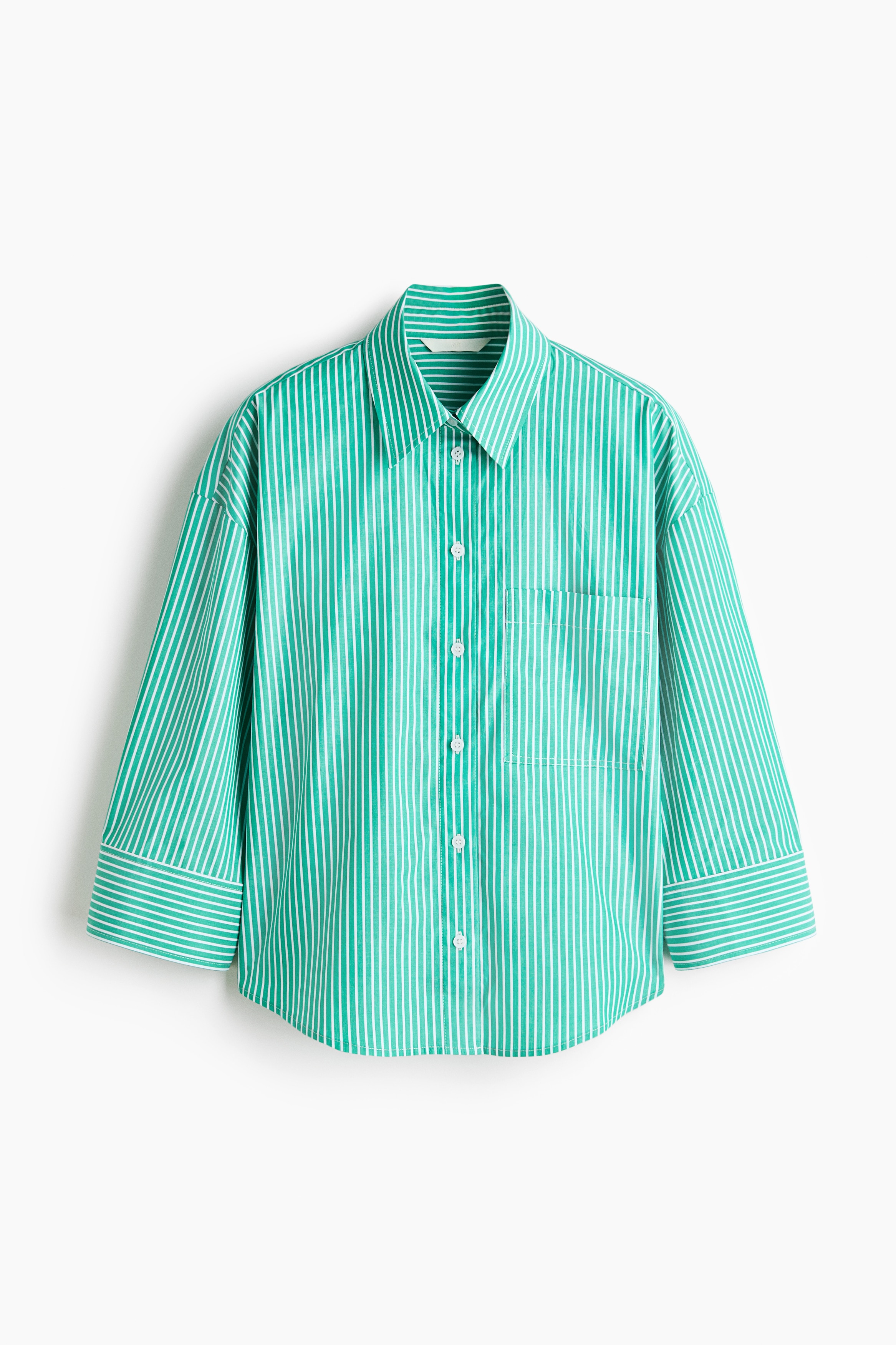Chemise courte en popeline - Vert vif/rayures tennis/Blanc/Rose clair/rayé/Bleu/rayé