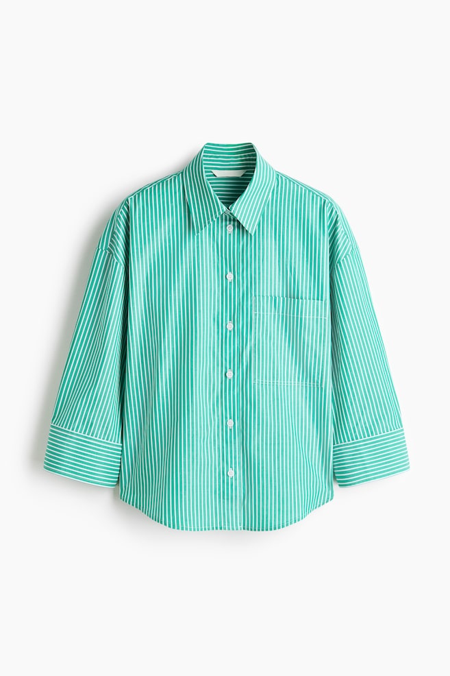 Short Poplin Shirt - Bright green/pinstriped/Light pink/striped/Blue/striped/Blue/striped/White - 1