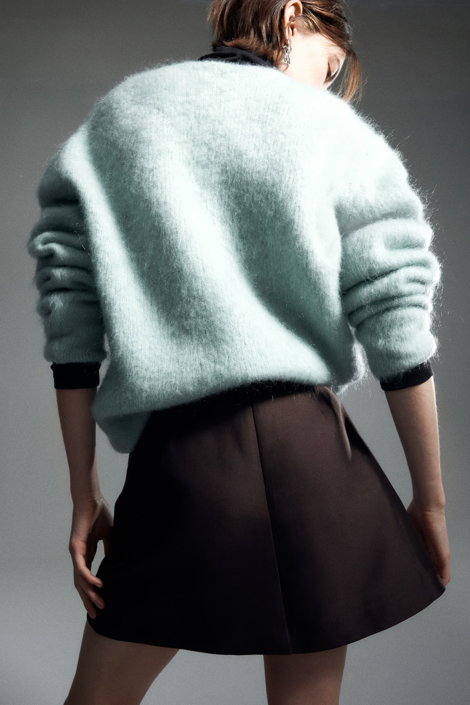 Женская юбка H&M Bow-Front Mini, цвет: Тёмный коричневый — фото 5
