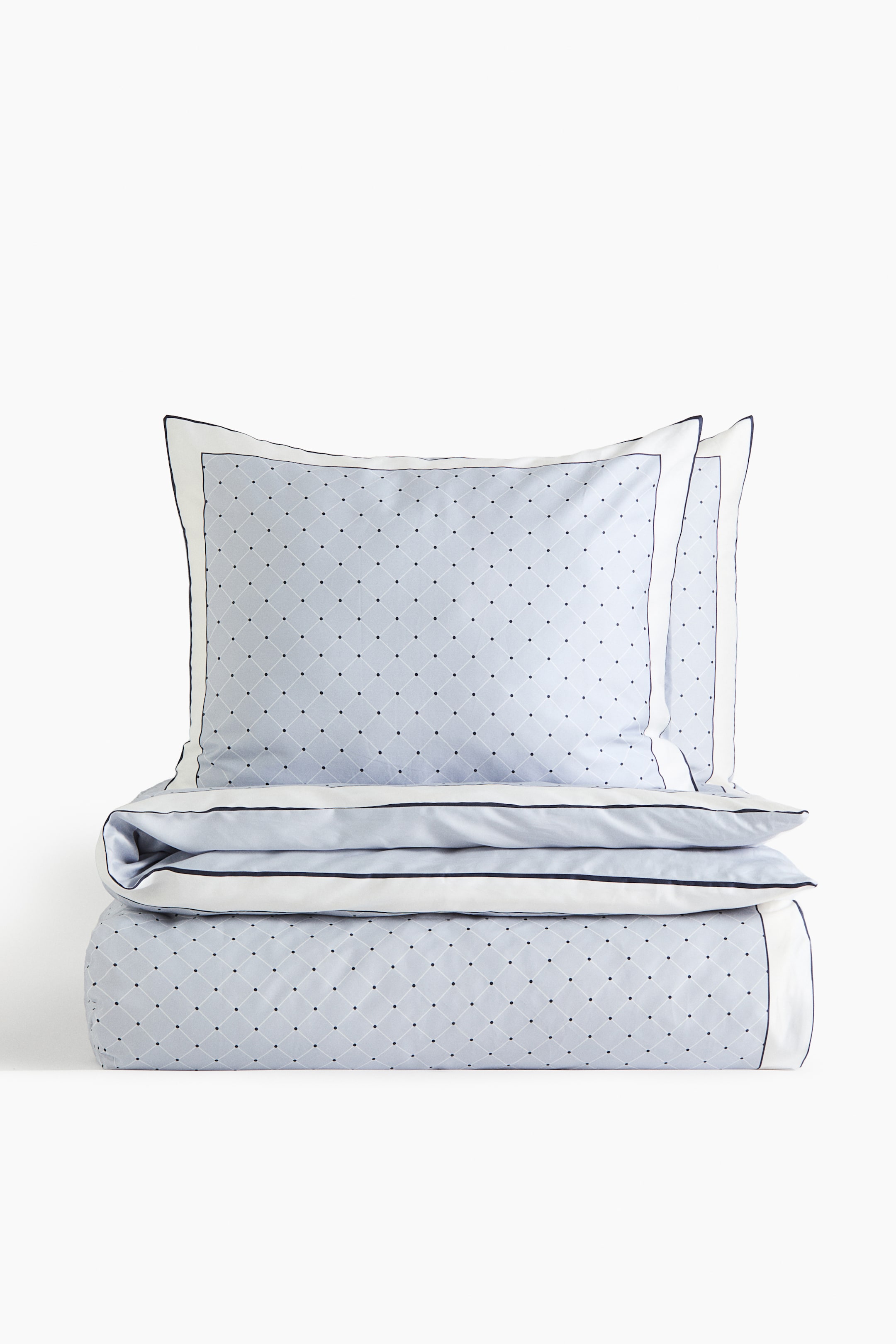 View larger image: Cotton Sateen King/Queen Duvet Cover Set - Light dusty blue/Polka dot - Home All | H&M US 1