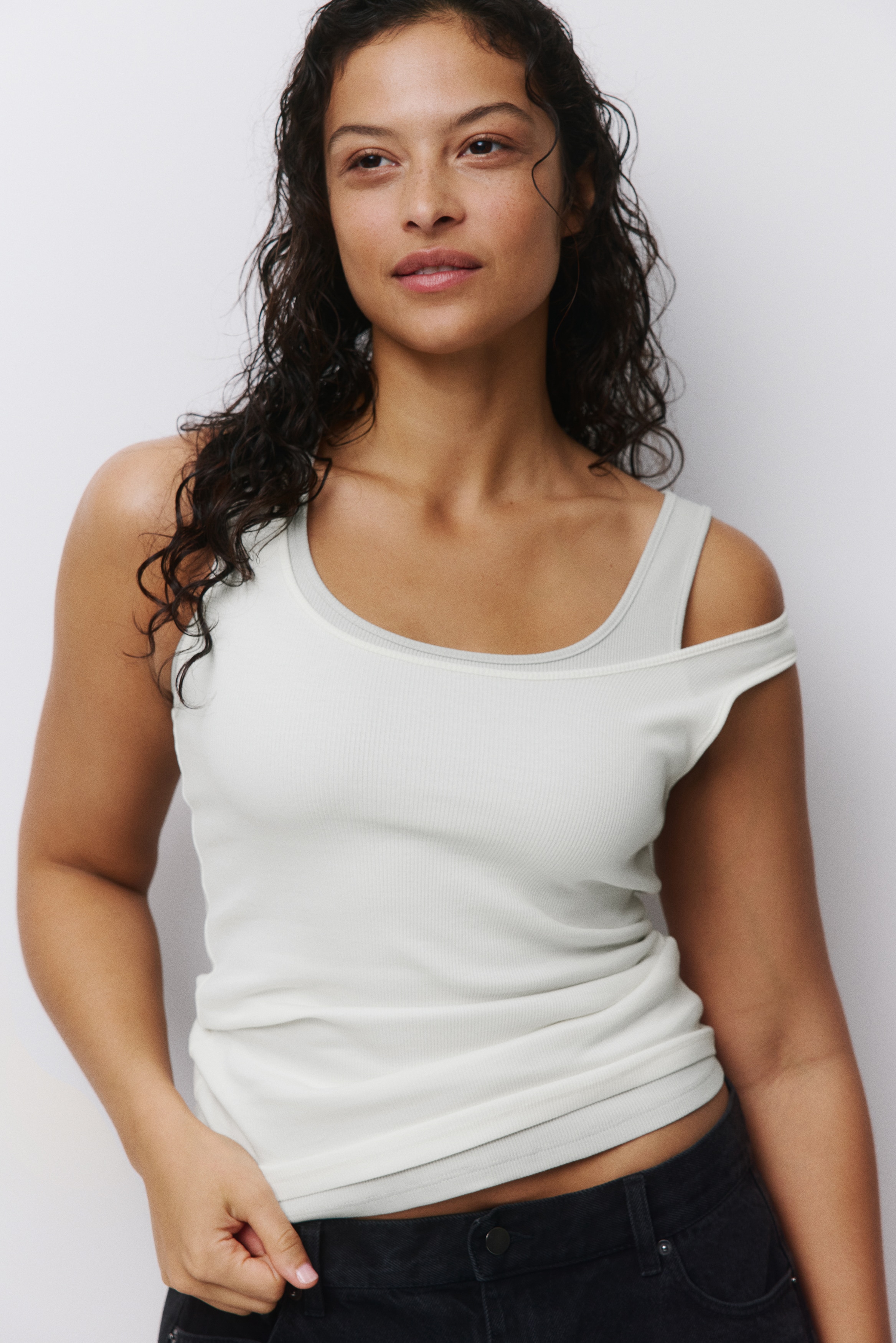 3-pack ribbad tanktop - Svart/Benvit/Grå