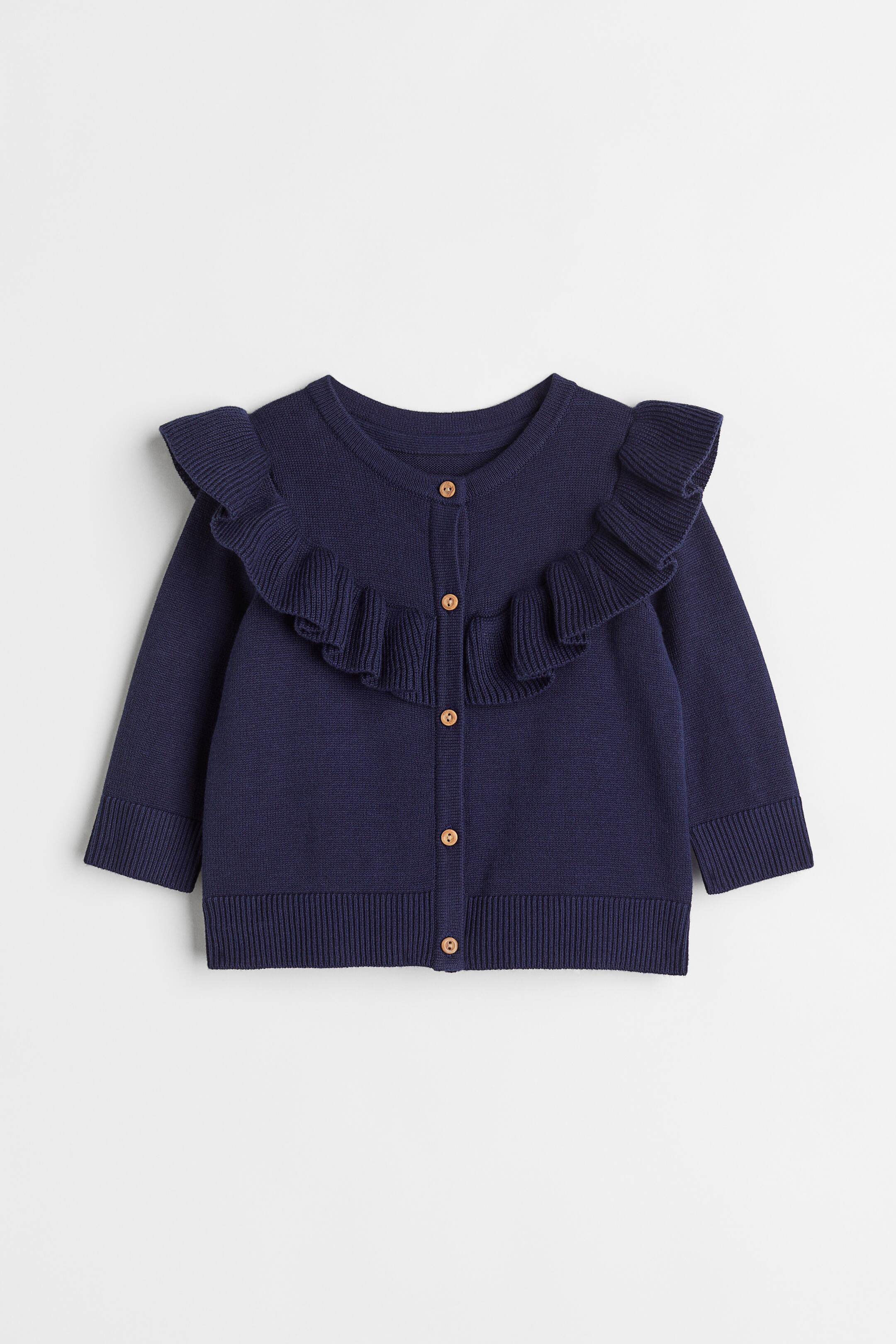 View larger image: Flounce-trimmed cardigan - Navy blue - Kids | H&M 1