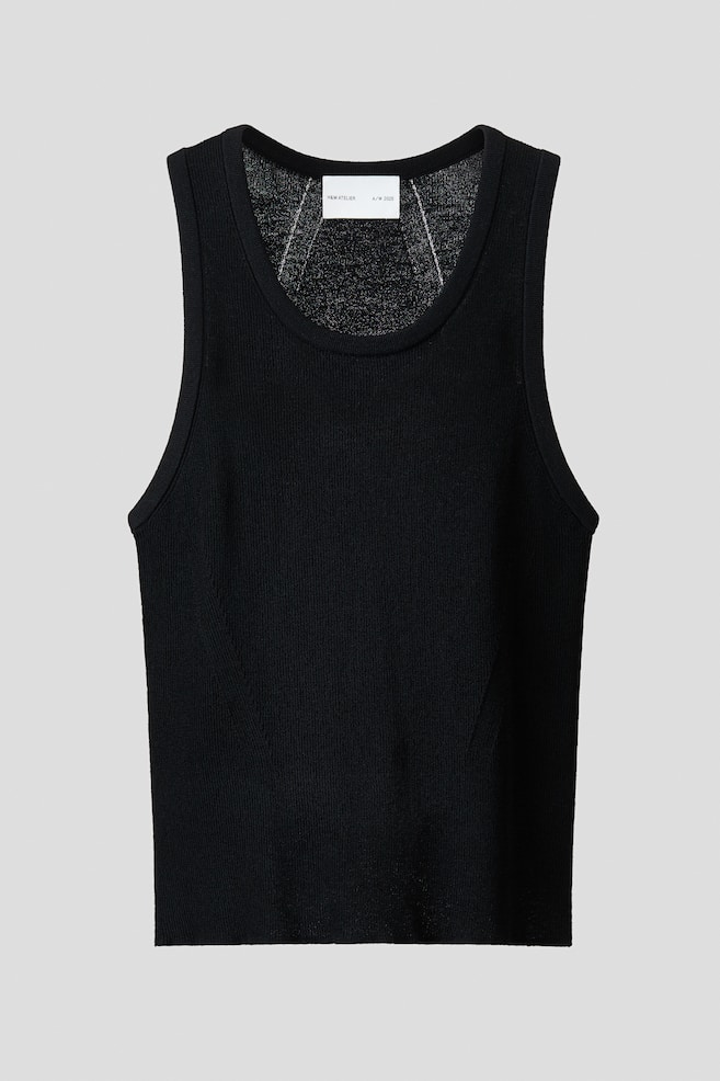 Slim-Fit Ribbed Wool-Blend Tank Top - Black/Dark red - 1