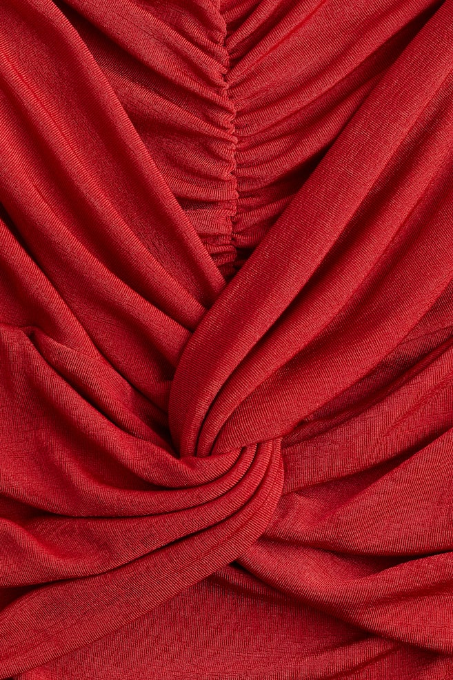 Top épaules nues avec détail torsadé - Rouge/Beige clair/Noir - 2
