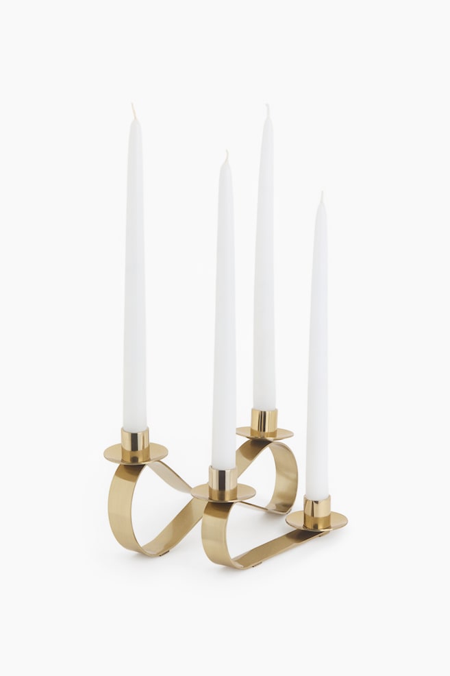Stainless steel candelabra - Gold-coloured/Silver-coloured - 1
