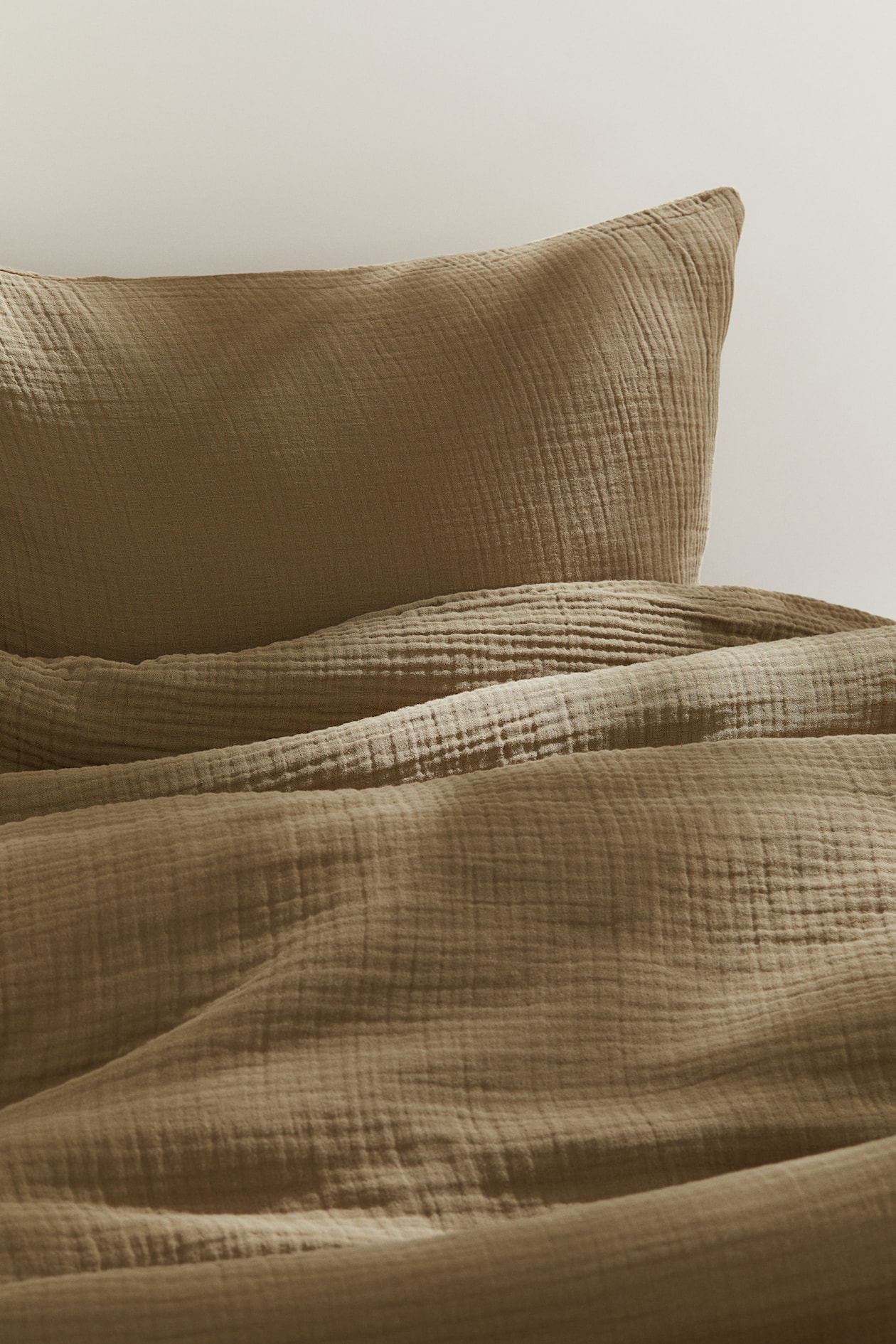 Muslin Twin Duvet Cover Set Light khaki green Home All H&M US