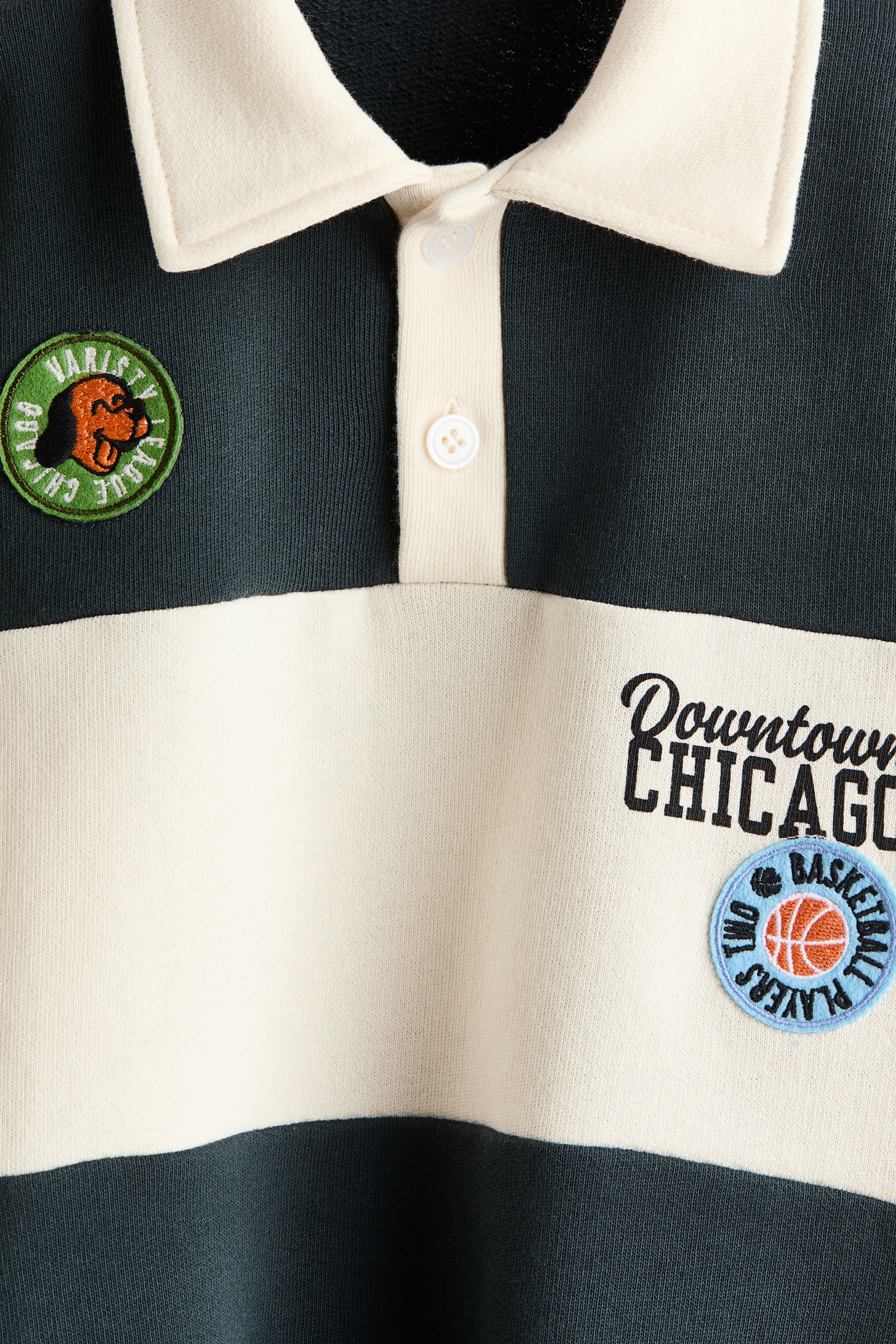 Детская рубашка H&M Rugby Shirt with Motif Detail, цвет: Тёмный серый — фото 2
