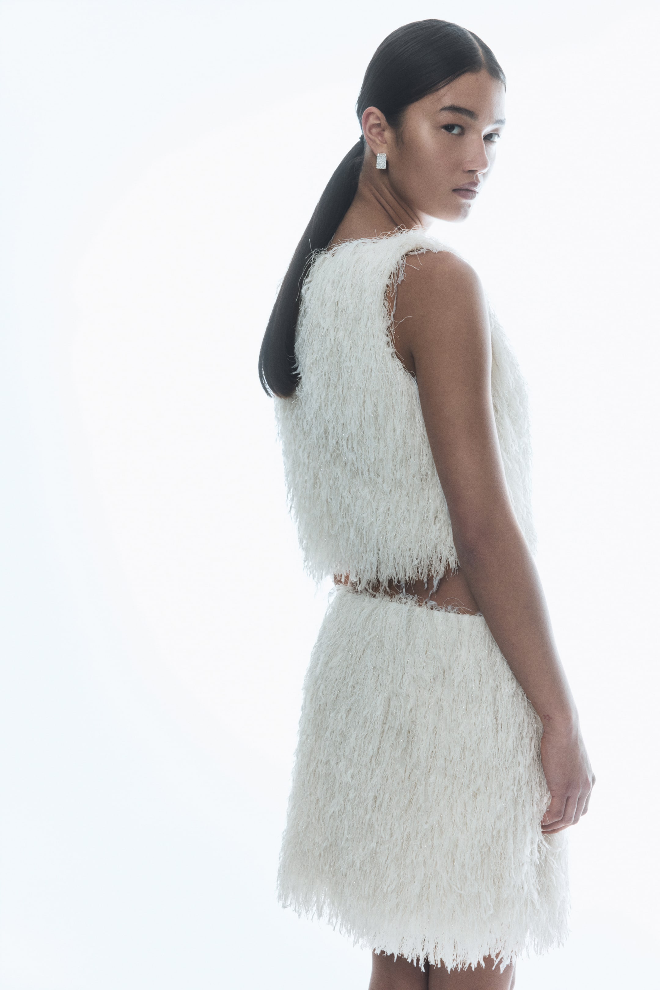 View larger image: Fringed Mini Skirt - Cream - Ladies | H&M AU 4