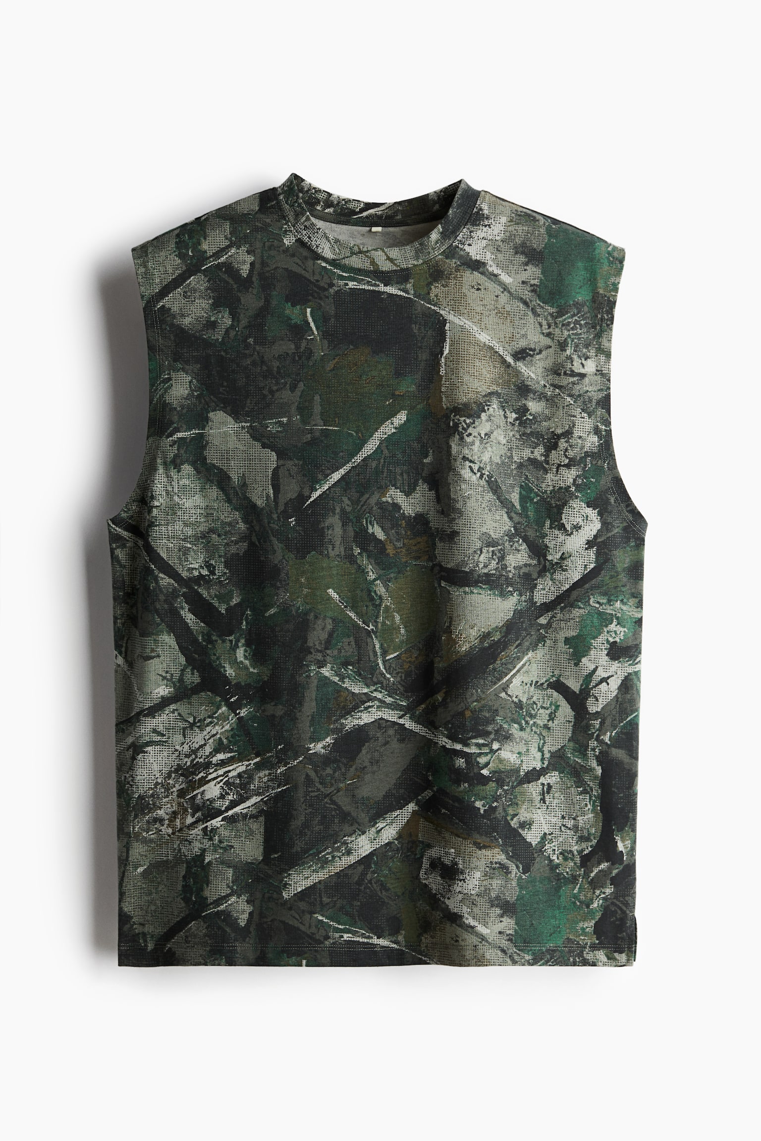 Loose Fit Sports vest top in DryMove™ - Khaki green/Patterned/Black/Patterned/Black - 2