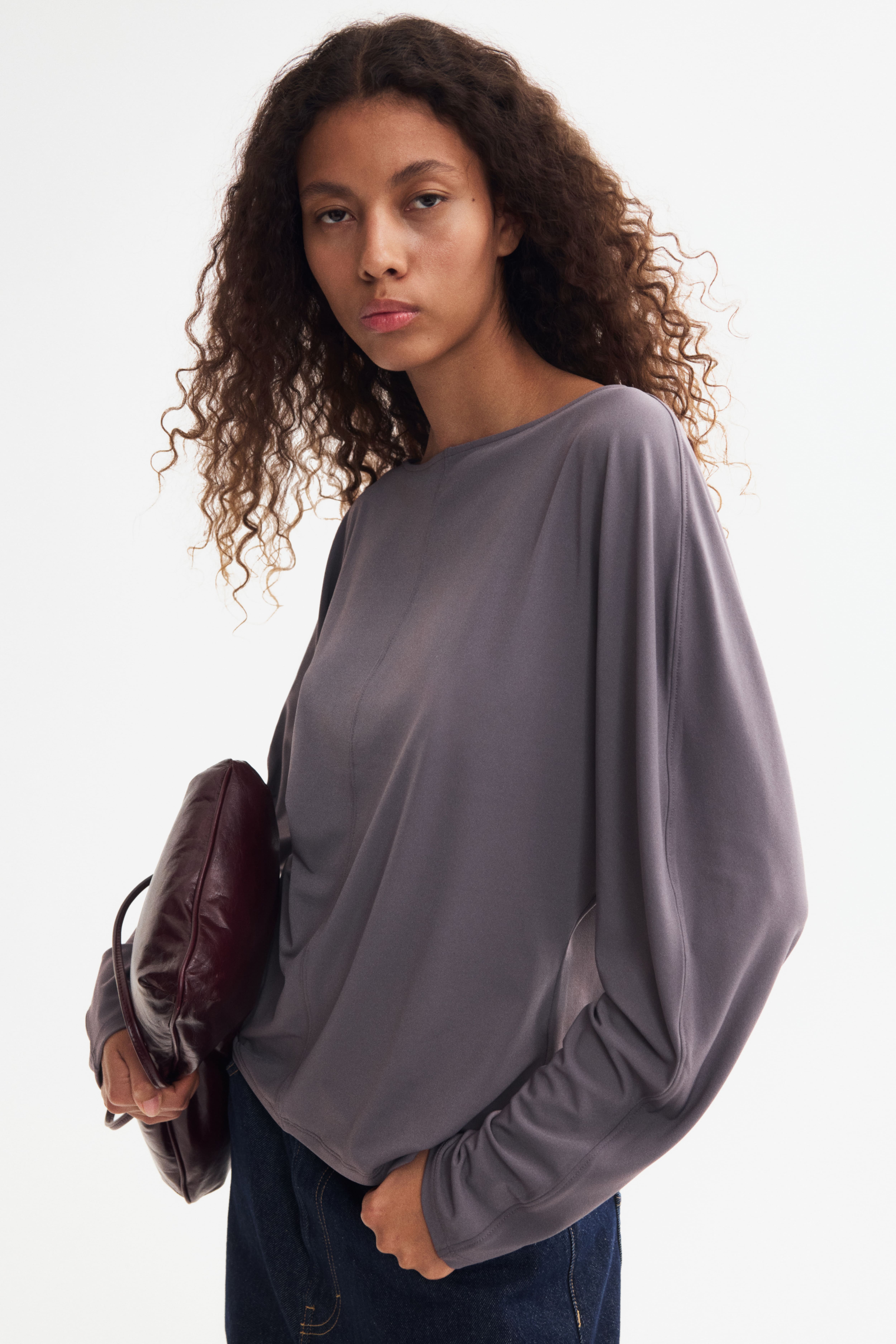 Long-Sleeved Boat-Neck Top