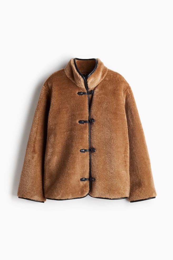 Fluffy jacket - Dark beige/Black - 1