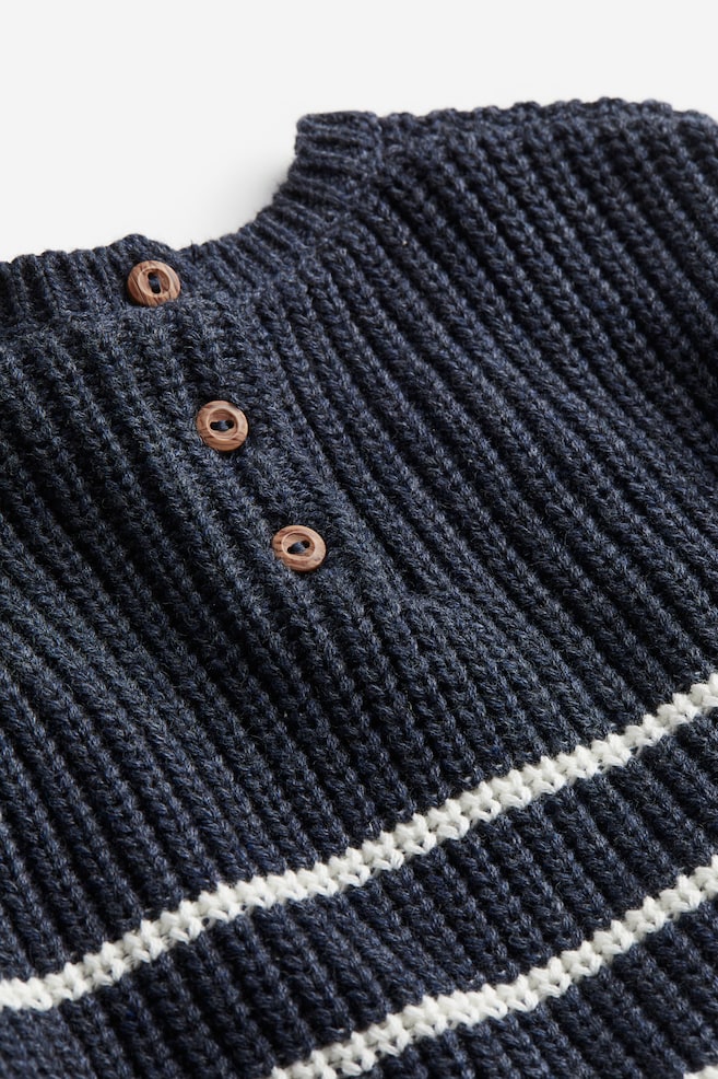 2-piece jacquard-knit cotton set - Dark blue/Striped - 2