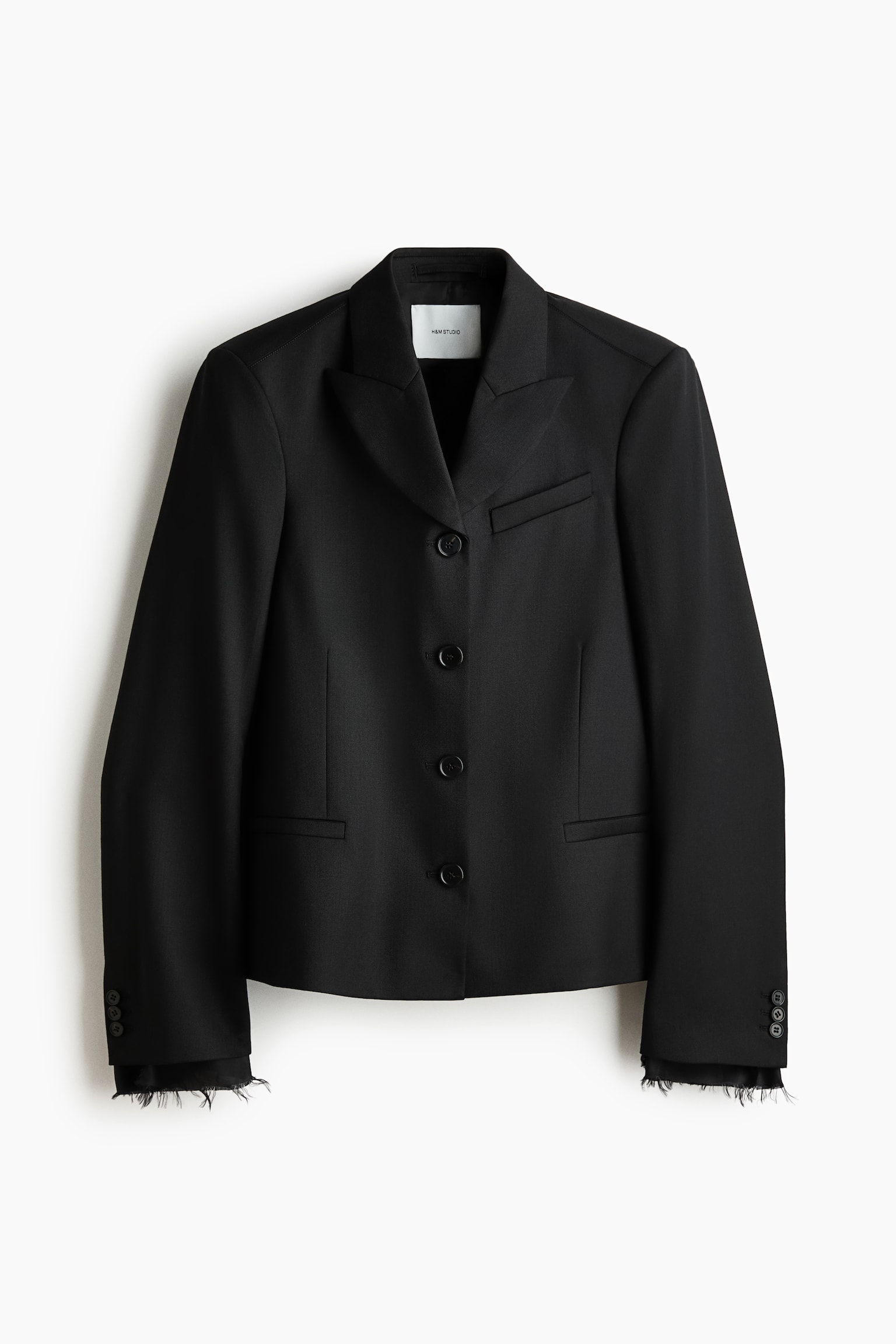 Blazer de botonadura sencilla en mezcla de lana - Negro - 2