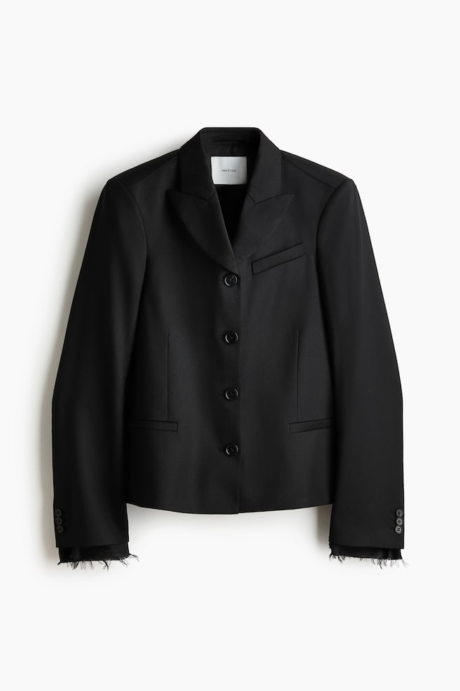 Single-Breasted Wool-Blend Jacket - Black - 1