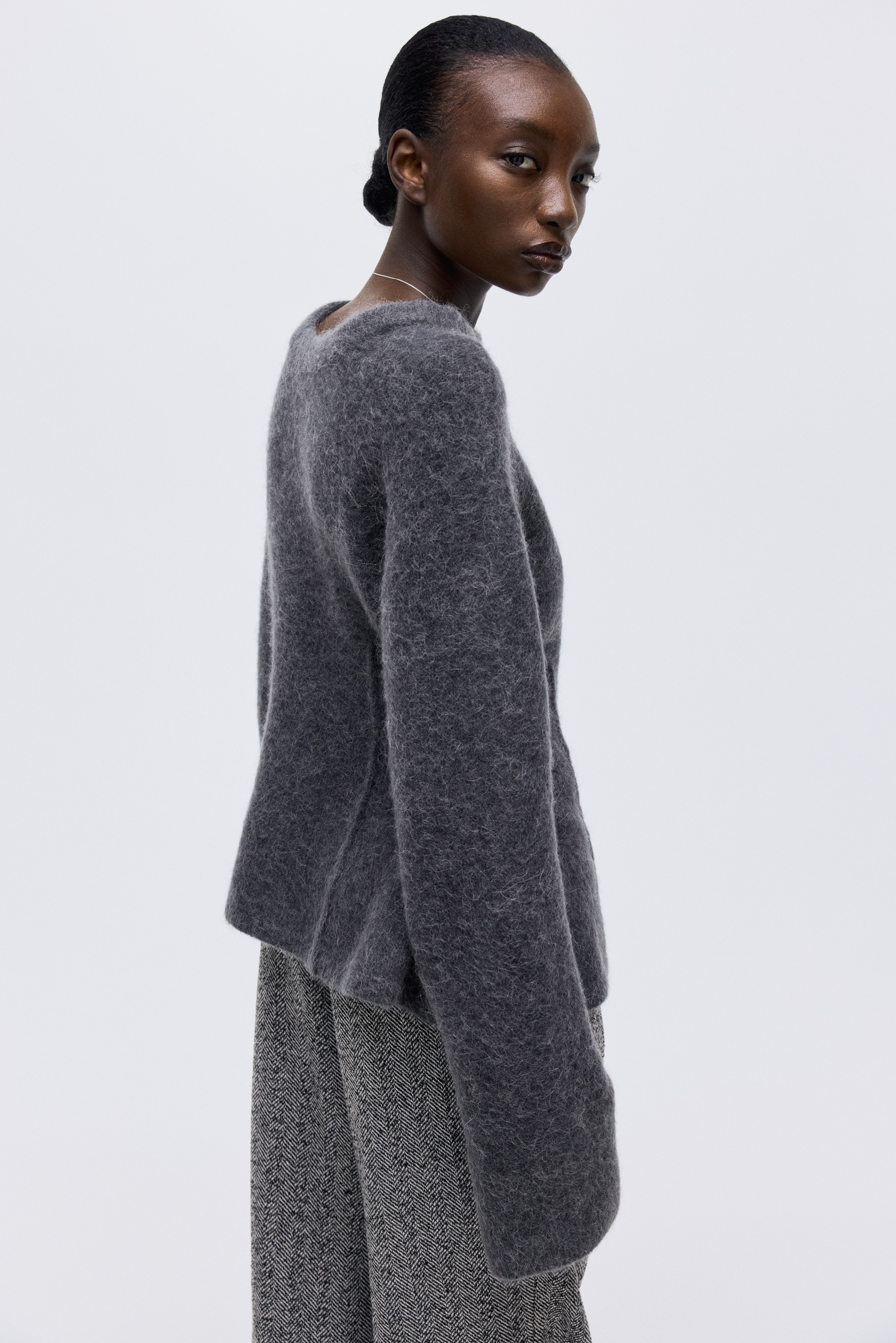 Alpaca-Blend Peplum Sweater - Dark gray - Ladies | H&M US