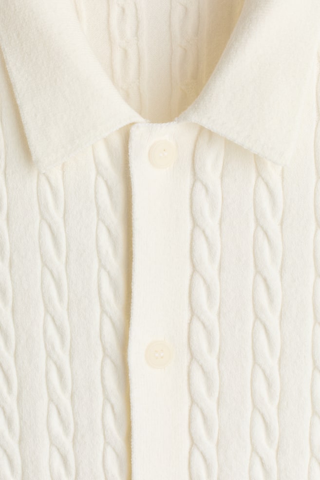 Regular Fit Cable-knit shirt-White - 4