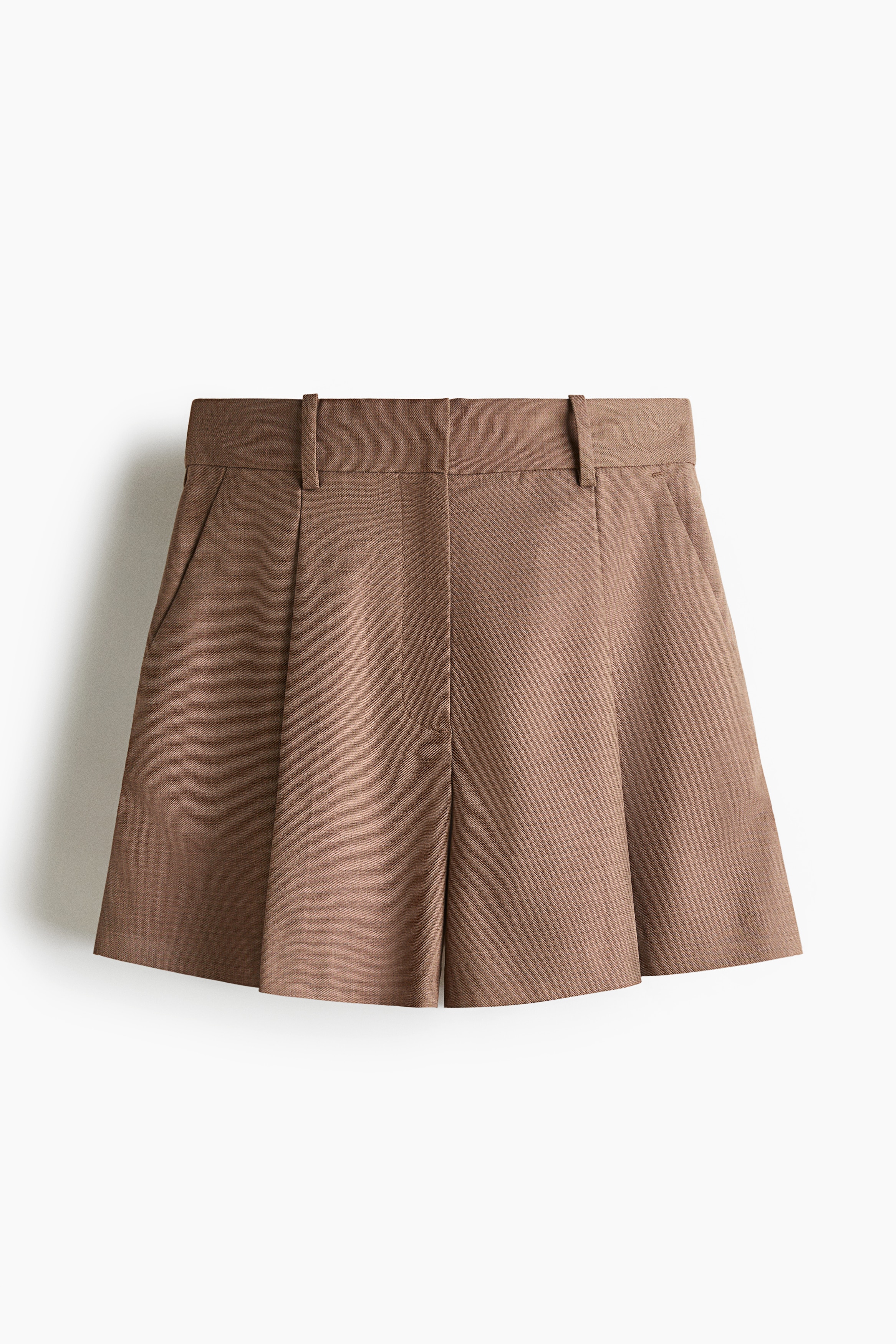Pleat-front shorts - Light brown/Grey/Checked/Black