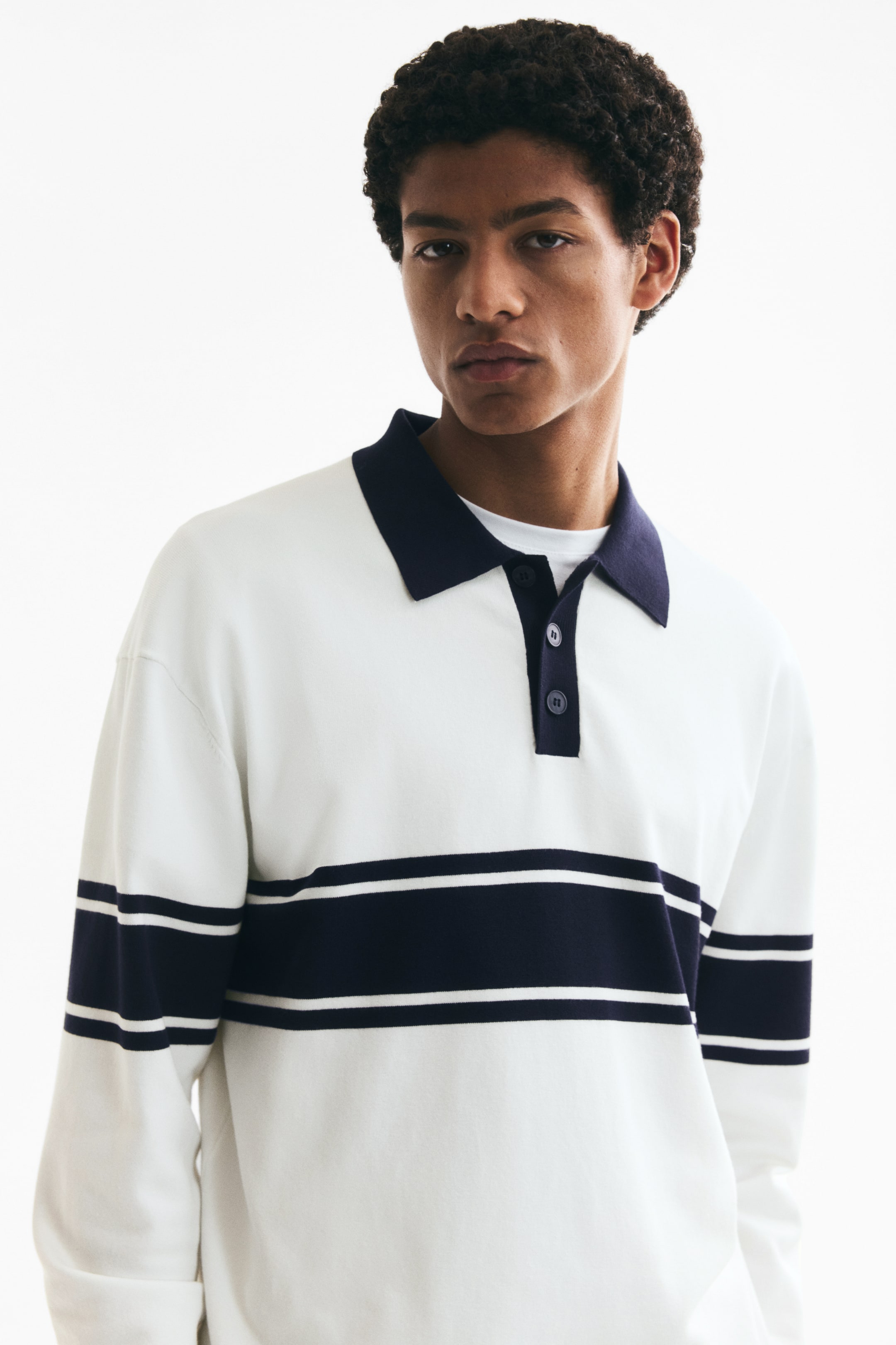 Loose-Fit Knit Polo Sweater