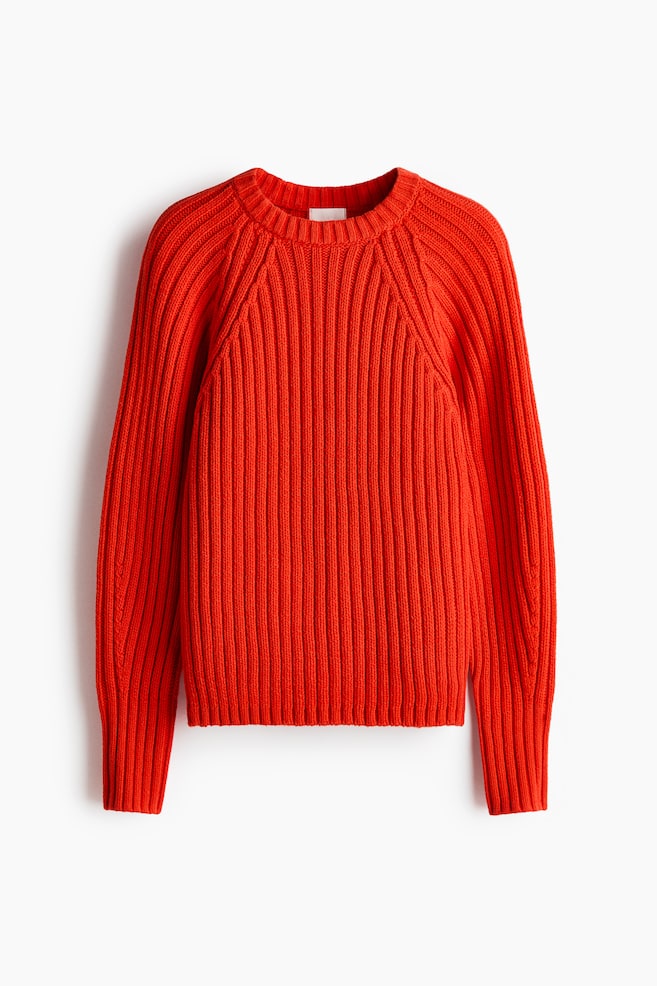 Rib-Knit Sweater - Bright red/Light beige/Light blue/Light pink - 1