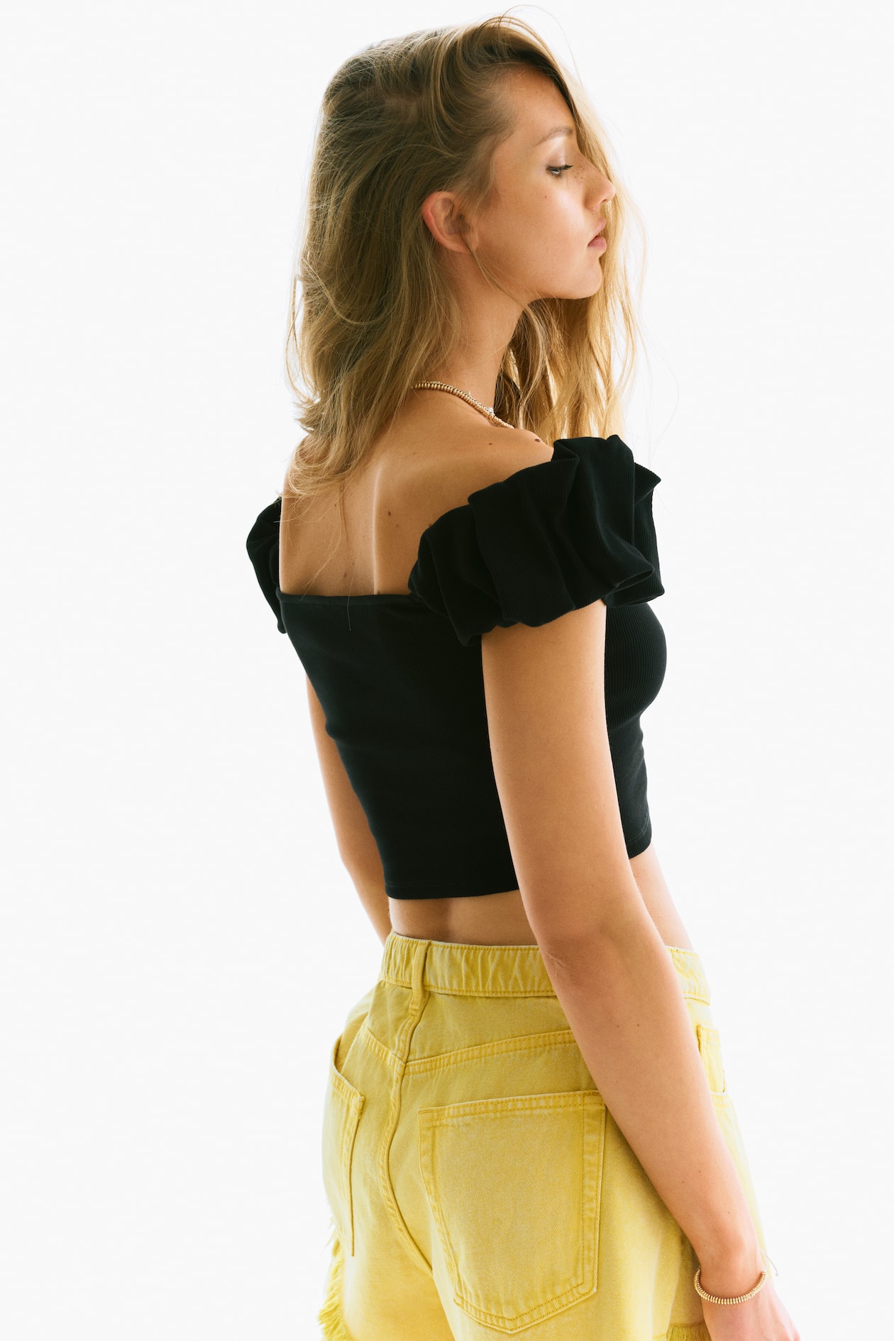 Puff-Sleeved Off-the-Shoulder Top - image 5
