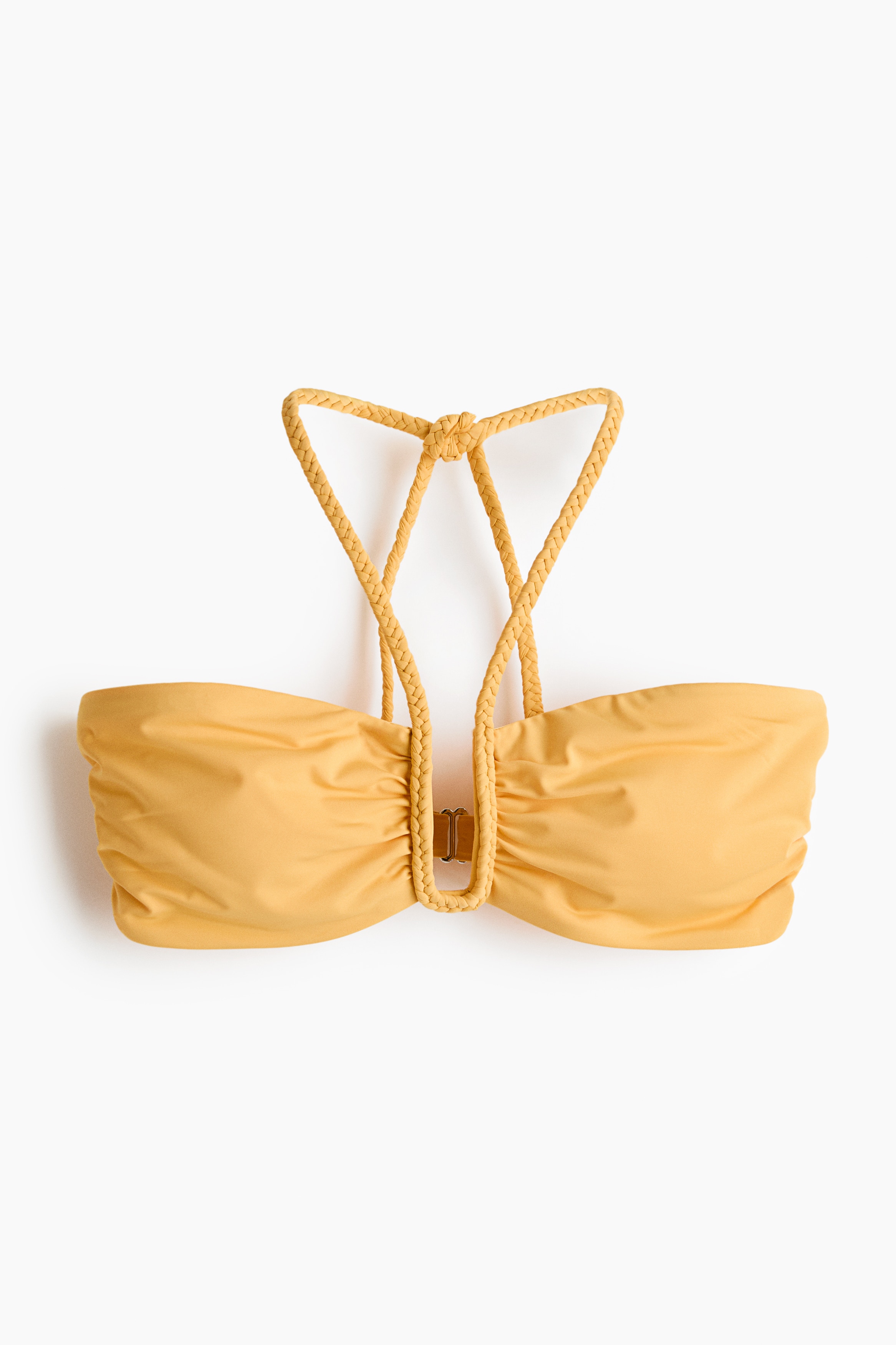 Top de bikini bandeau con relleno - Amarillo/Café oscuro