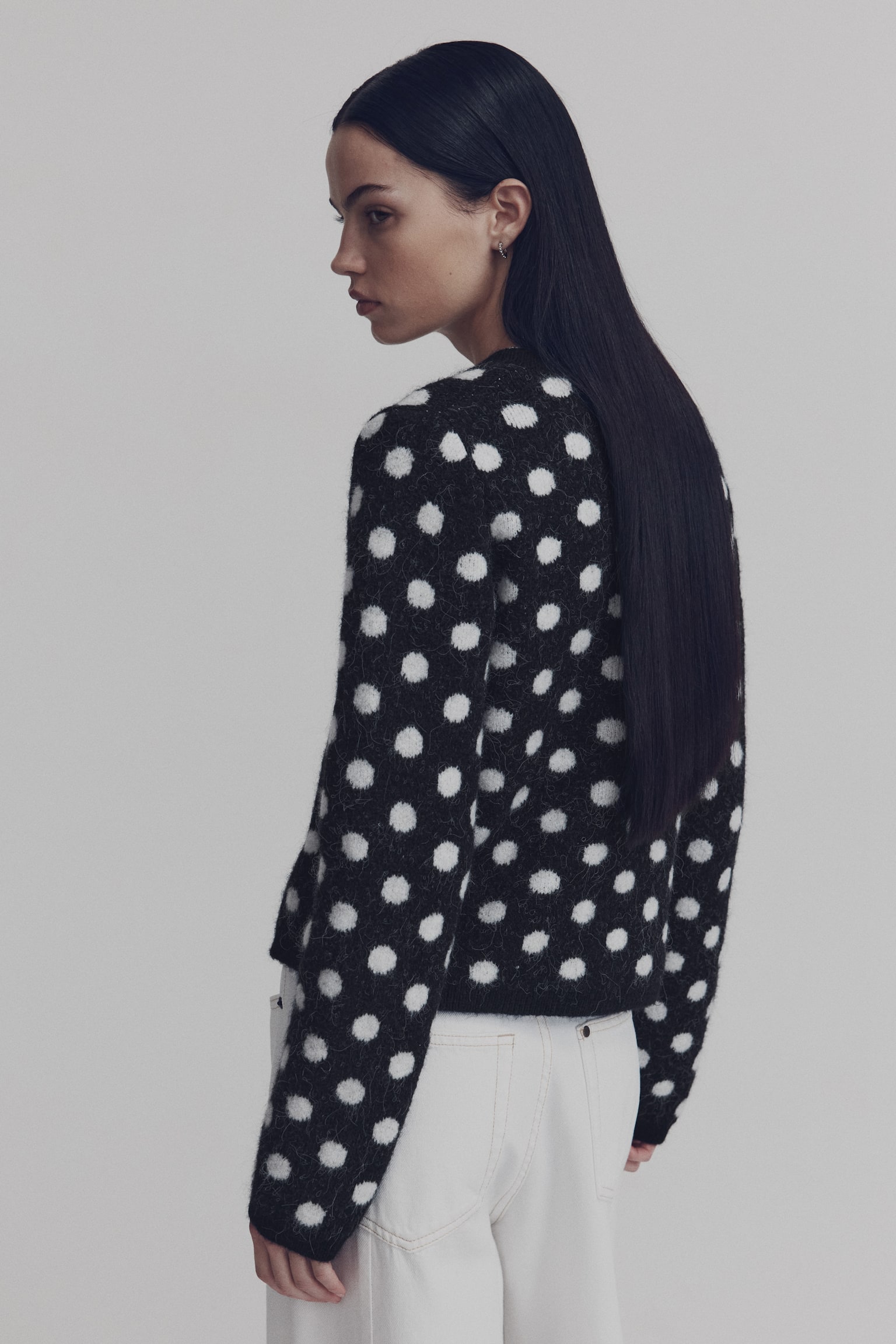 Gilet en maille jacquard - Noir/pois - 5