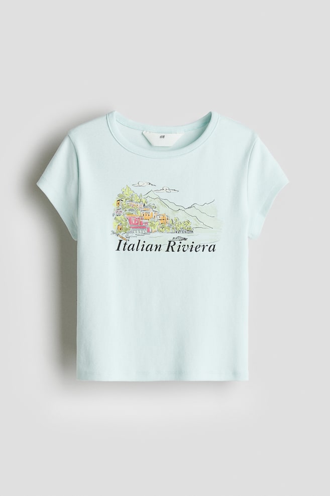 Camiseta de algodón con motivo estampado - Turquesa claro/Rosa/Fragola - 1