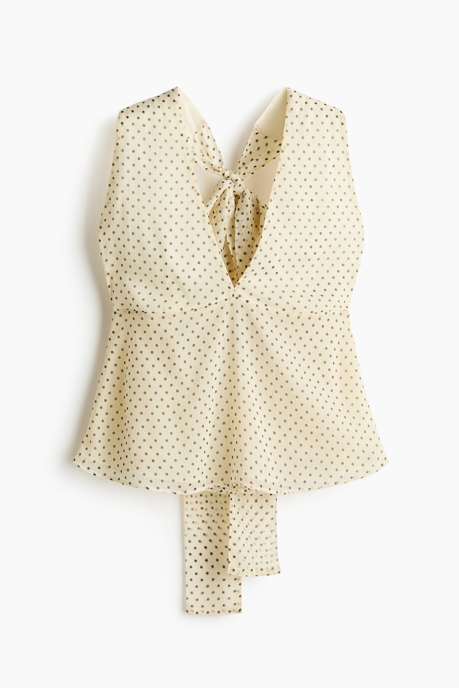 Top dos nu en mousseline - Jaune clair/pois - 1