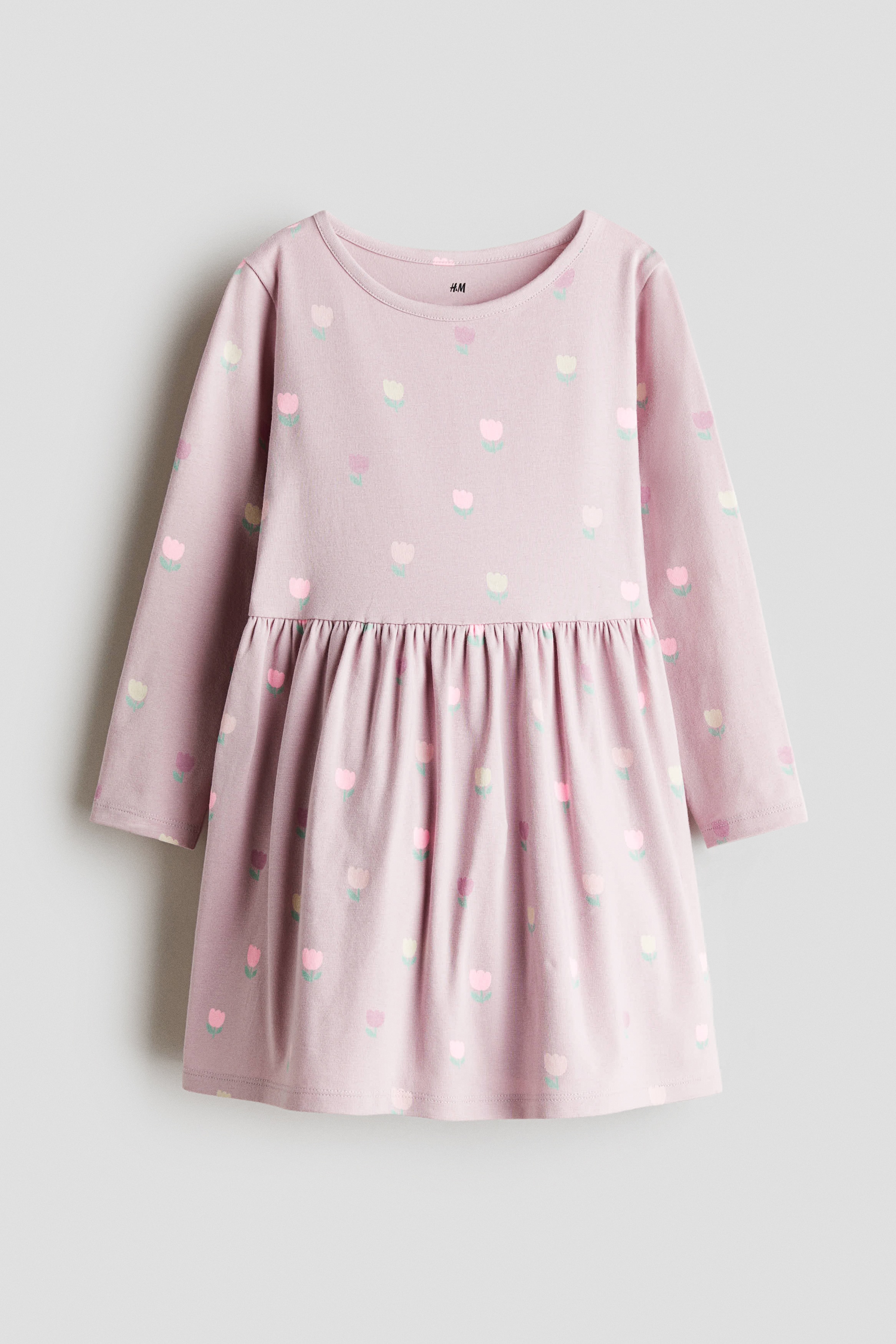Dziewczynka - Bawełniana sukienka w nadruki Różowy/Kwiaty - Size: 122/128 (6-8Y)  - H&M