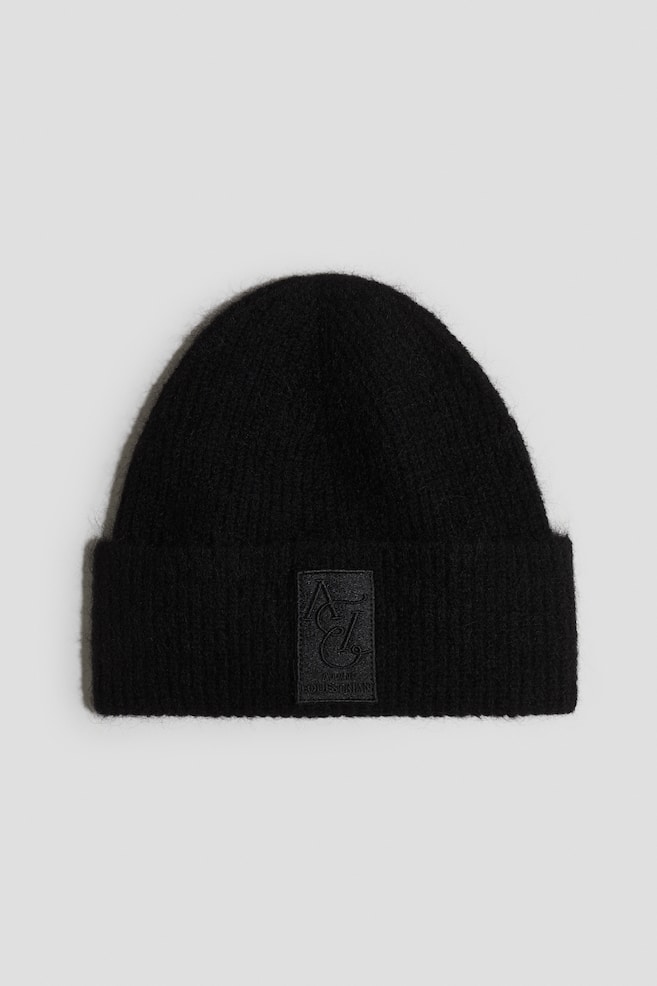 Rib-knit alpaca-blend beanie - Black/White/Dark brown - 1