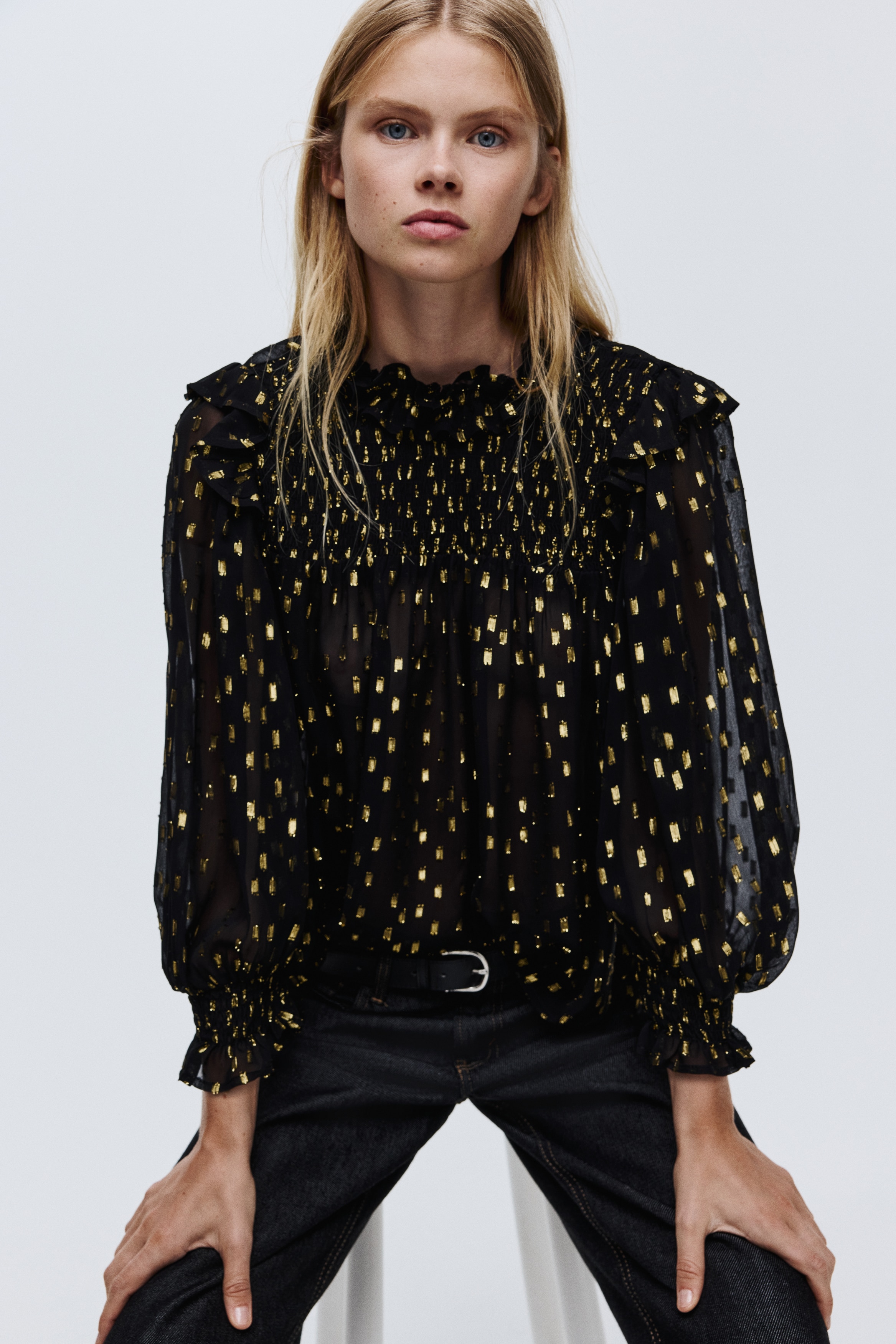 Jacquard-Weave Blouse - Black/patterned - Ladies | H&M US