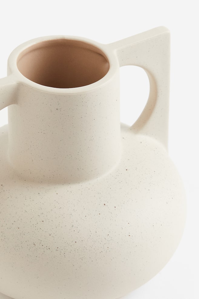 Small stoneware vase - White/Dark brown - 3