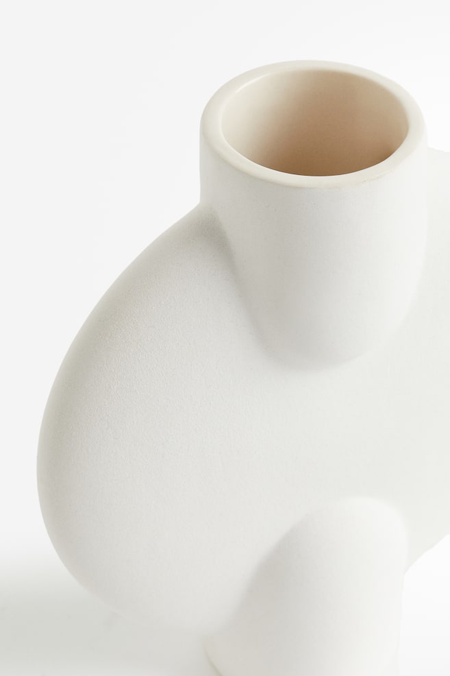 Vase aus Steingut - Weiß/Grün - 3