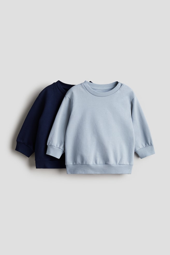 2-pack Cotton Sweatshirts - Light blue/dark blue/Black/light gray melange/Taupe/natural white melange/Navy blue/light blue/Beige/dusty pink/Dusty pink/light pink/Pink/cherries/Light pink/cherries - 1