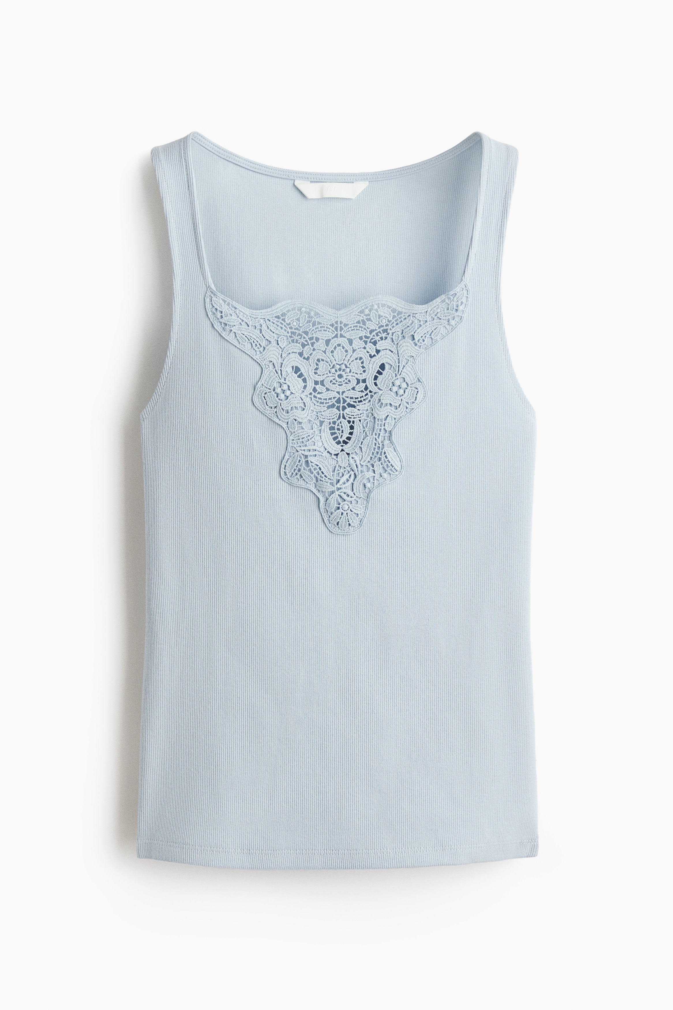 Lace-detail top - Light blue/White/Black