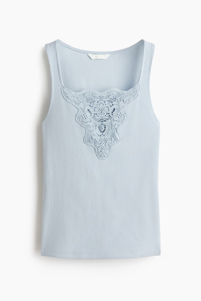Lace-Detail Top - Light blue/White - 1