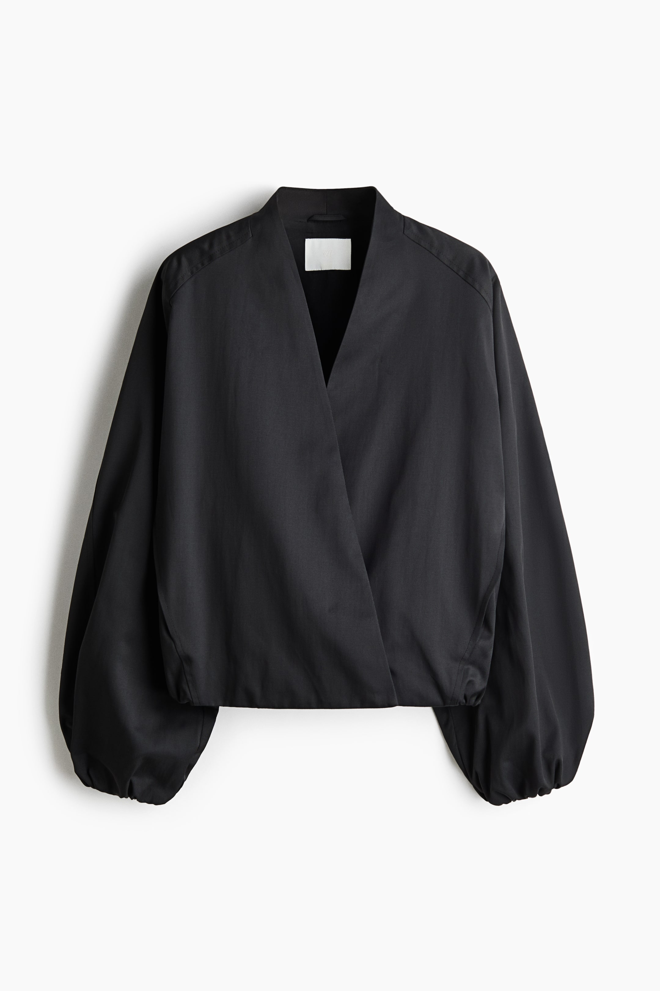View larger image: Balloon-sleeved wrap jacket - Black - Ladies | H&M 1