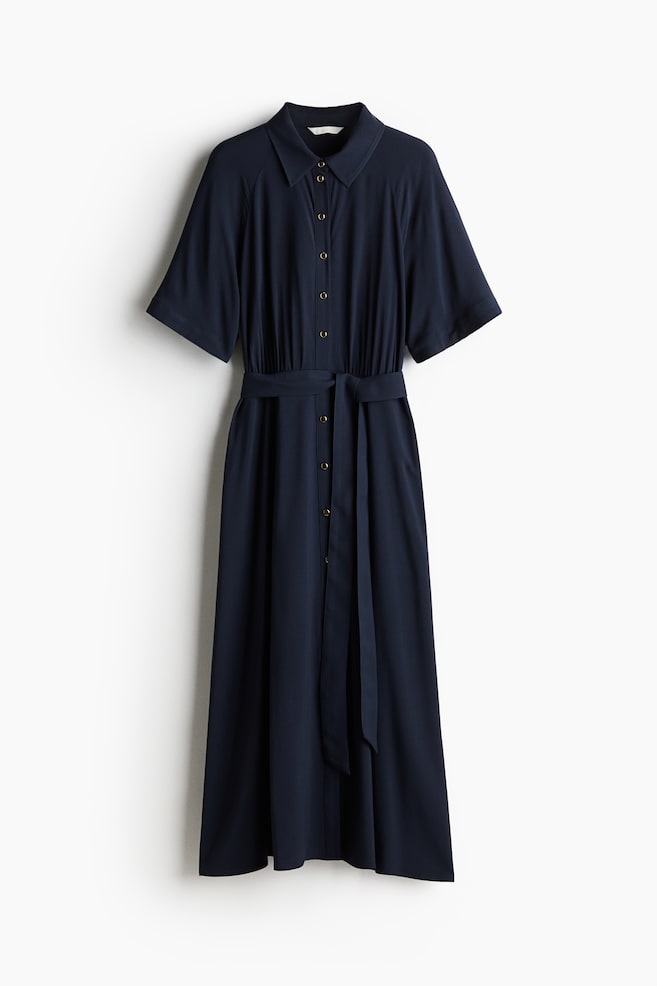 Tie-belt shirt dress - Navy blue/Cream/Zebra print/Blue/White patterned/Black/Floral/Light beige/Leopard print/White/Blue patterned/Dark khaki green/Bright blue/White patterned/Beige/Leopard print/White/Red floral/Black/White/Green patterned/White/Burgundy floral/Black/Dark brown/Floral/Black/Light blue/Striped - 1