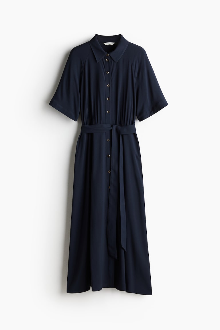 Women's Navy blue Tie-belt Shirt Dress | H&M US