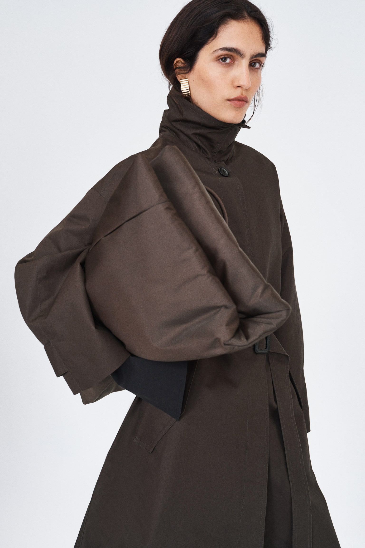 Женская сумка H&M Extra-Large Padded Shopper, цвет: Тёмный серо-коричневый — фото 4