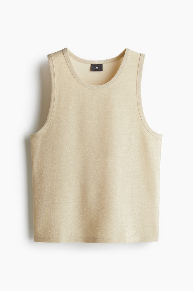 Regular Fit Shimmering vest top - Beige/Black/Black - 1