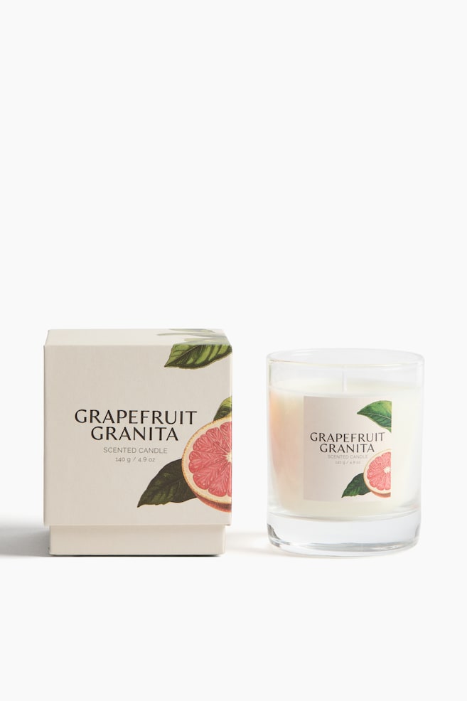 Scented Candle in Glass Holder - Grapefruit Granita/Lemon Sorbet/Almond Macaron/Sugared Rhubarb/Mandarin Gelato - 1