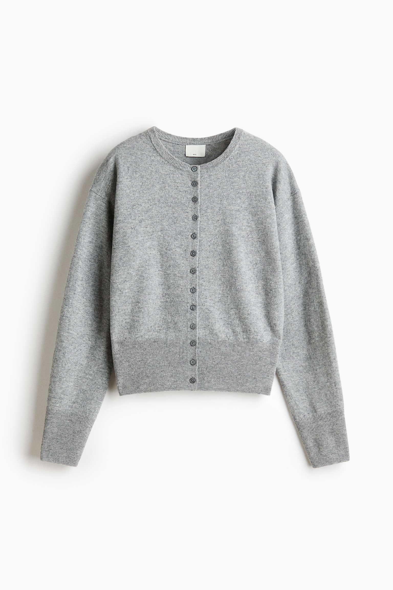 Wool Cardigan - Gray melange/Navy blue - 1